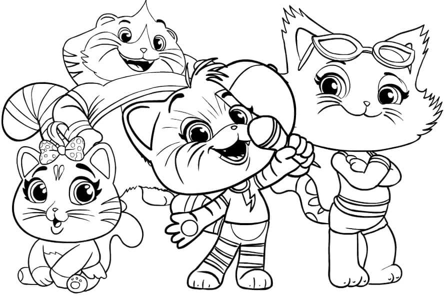 Desenho 44 Gatos Cantando para Colorir