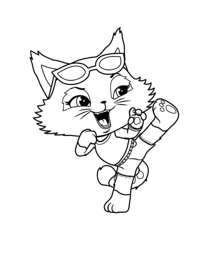 Desenho 44 Gatos Golpe de Karate para Colorir