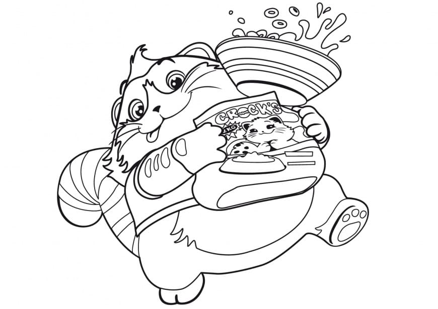 Desenho 44 Gatos Meatball com Comida para Colorir