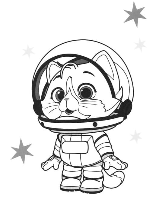 Desenho em Pdf 44 Gatos Astronalta para Colorir