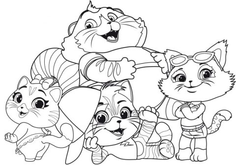 Desenho Imprimível Dos Personagens De 44 Gatos Para Colorir