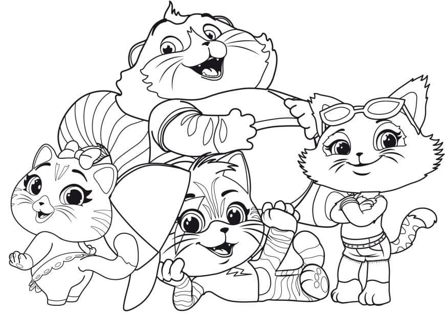 Desenho Imprimivel dos Personagens de 44 Gatos para Colorir