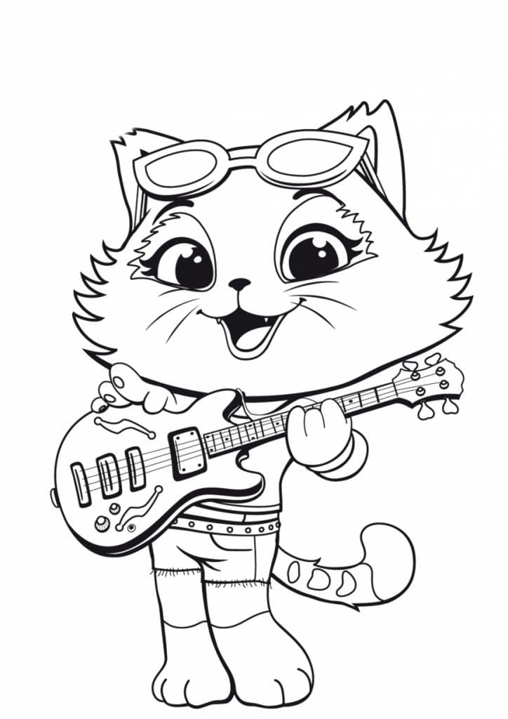 Desenho Milady Tocando Baixo 44 Gatos para Colorir