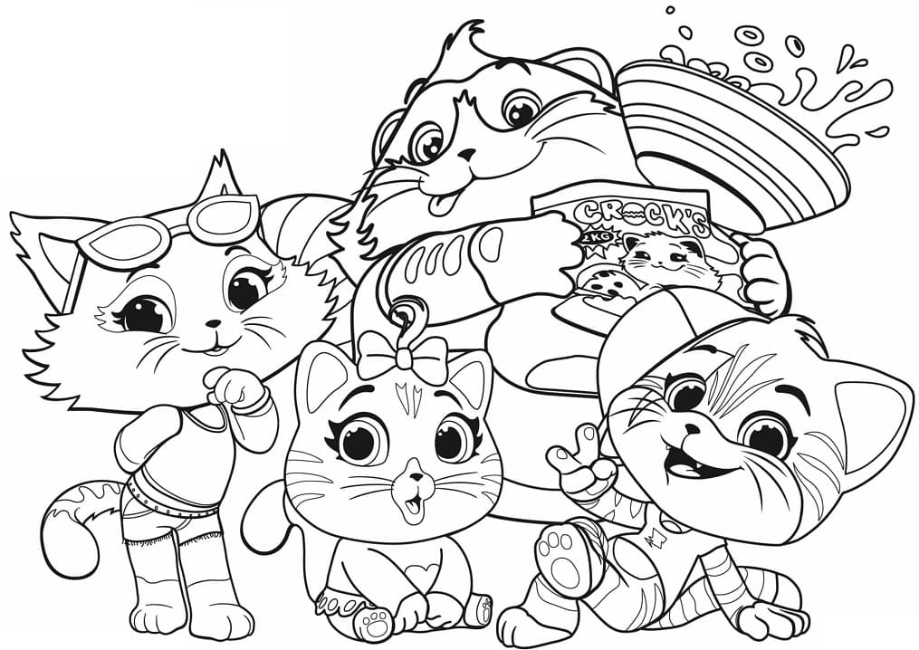 Desenhos de 44 Gatos para Colorir