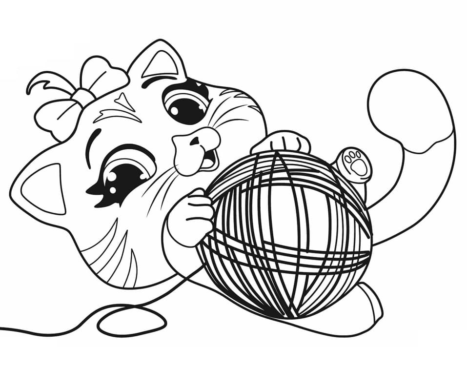 Desenho Pilou Brincando com Bola 44 Gatos para Colorir