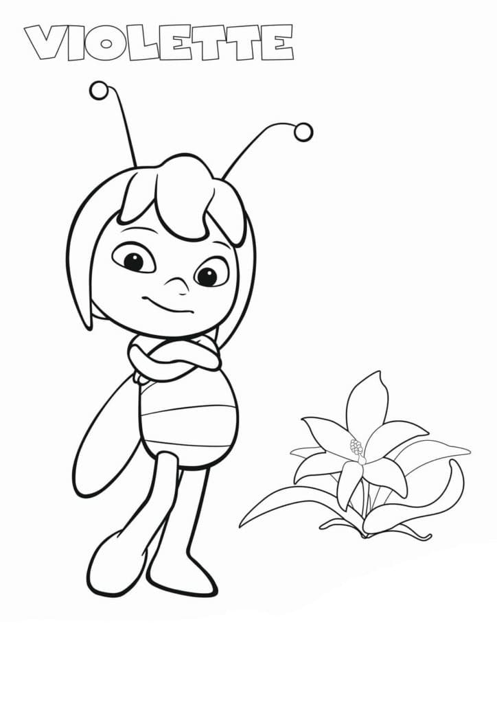 Desenho a Abelha Maia Violeta para Colorir