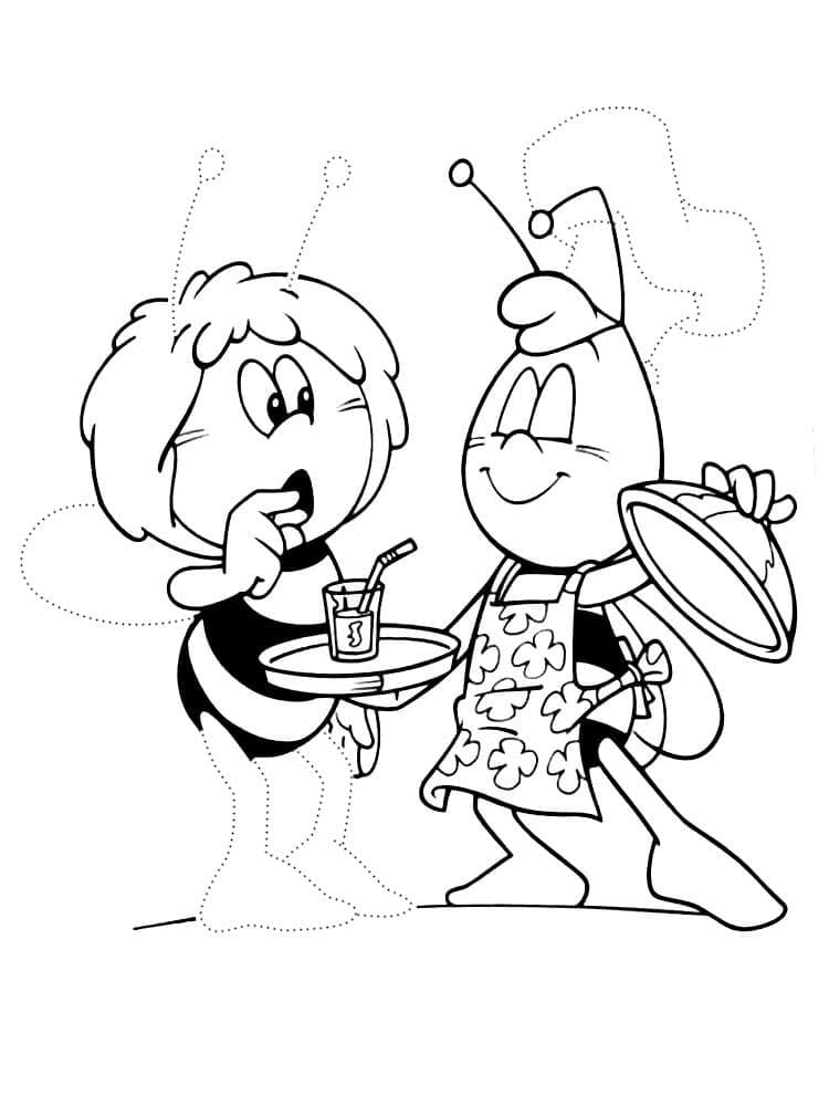 Desenho Maya e Willy Cozinheiro para Colorir