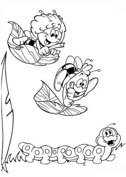 Desenho Maya e Willy e Lagartixa Brincando De Voar Para Colorir