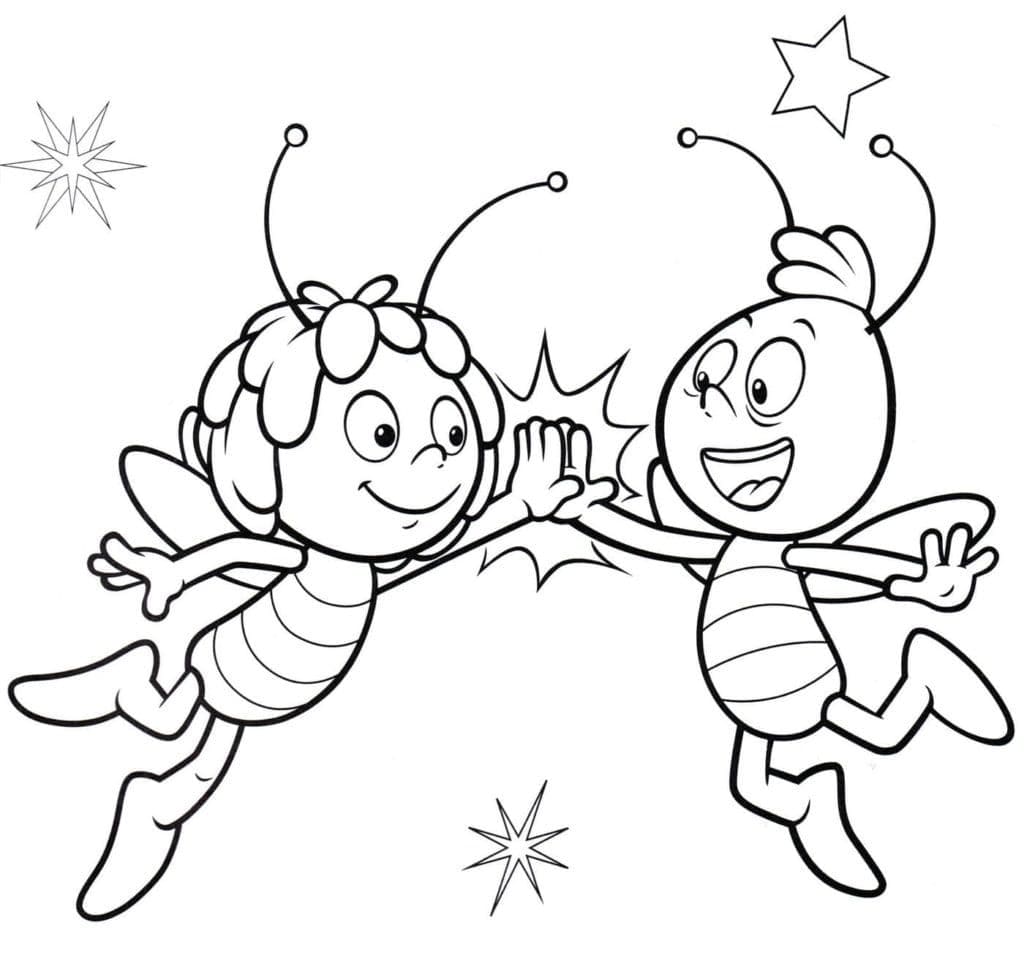 Desenho Maya e Willy para Crianças para Colorir