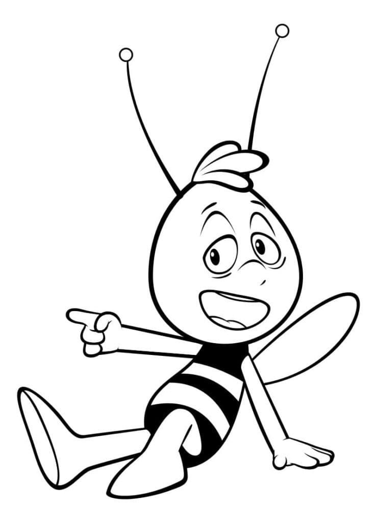 Desenho Willy de a Abelha Maia Sentado para Colorir