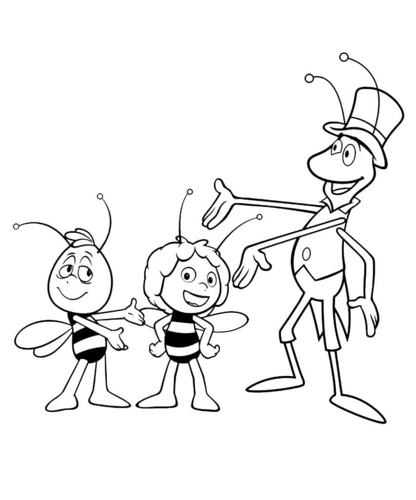 Desenho Willy Flip e Abelha Maia para Colorir