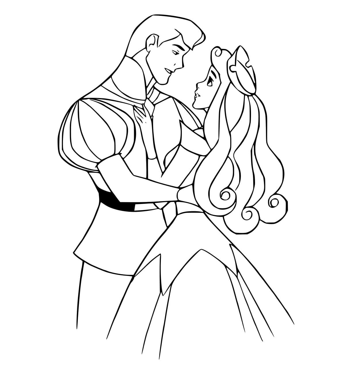 Desenho de Aurora e o Príncipe Phillip para Colorir