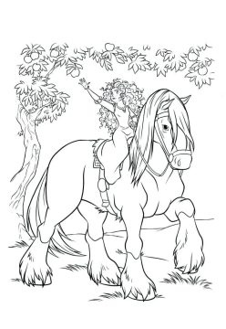 Desenho Princesa Merida e Angus Para Colorir