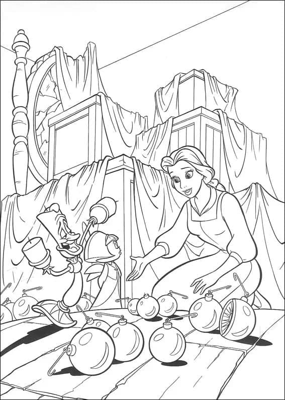 Desenho Bela e Lumiere para Colorir