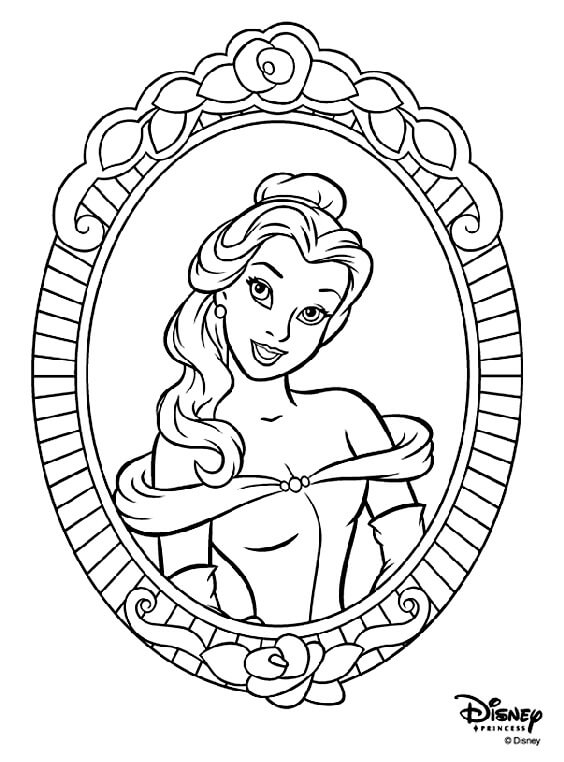 Desenho Adorável Princesa Aurora e Espelho para Colorir