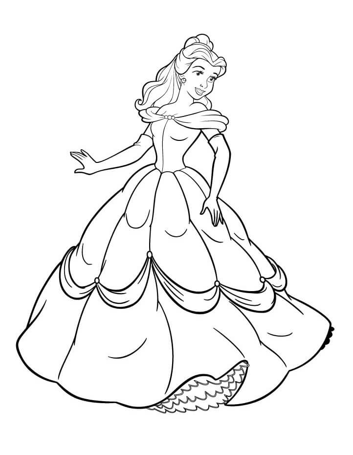 Desenho Adorável Princesa Aurora em Vestido Magnífico para Colorir