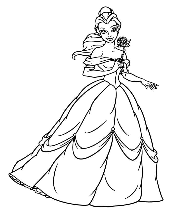 Desenho Adorável Princesa Belle para Colorir 6