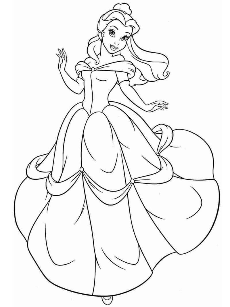 Desenho Adorável Princesa de a Bela e a Fera para Colorir