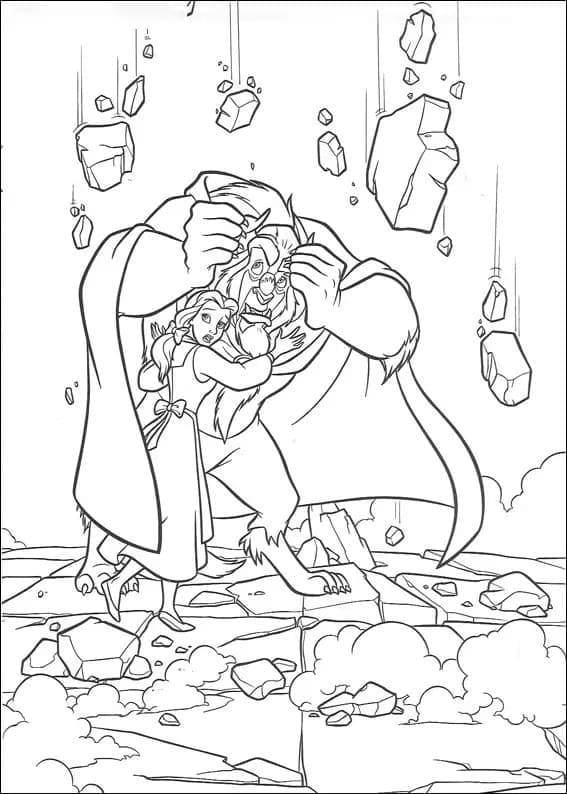 Desenho de a Fera e Bela Grátis para Crianças para Colorir