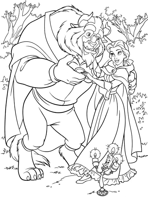 Desenho de a Fera e Bela Grátis para Colorir