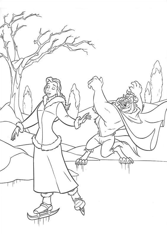 Desenho de a Fera e Bela Imprimivel para Colorir