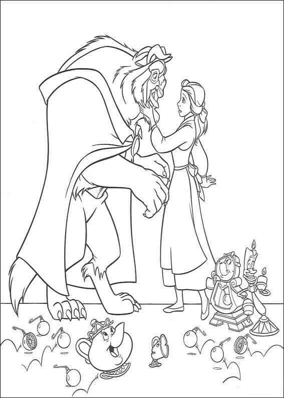Desenho de a Fera e Bela para Crianças para Colorir