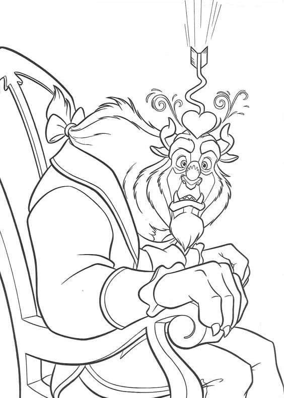 Desenho de a Fera e Bela Flechá do Cúpido para Colorir