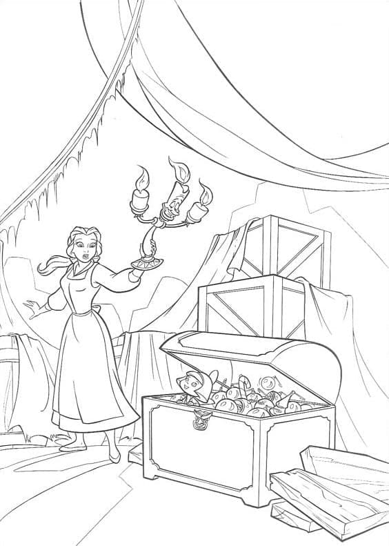 Desenho de Bela de a Fera e Bela para Colorir
