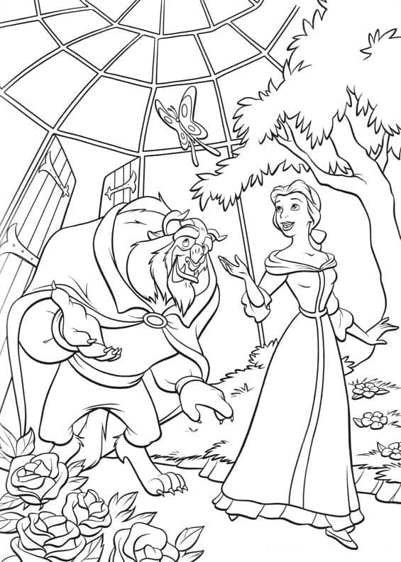 Desenho de Imprimivel a Fera e Bela para Colorir