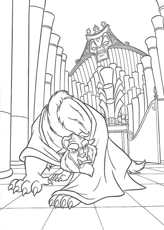 Desenho Imprimivel da Fera Caída no Chão para Colorir Grátis