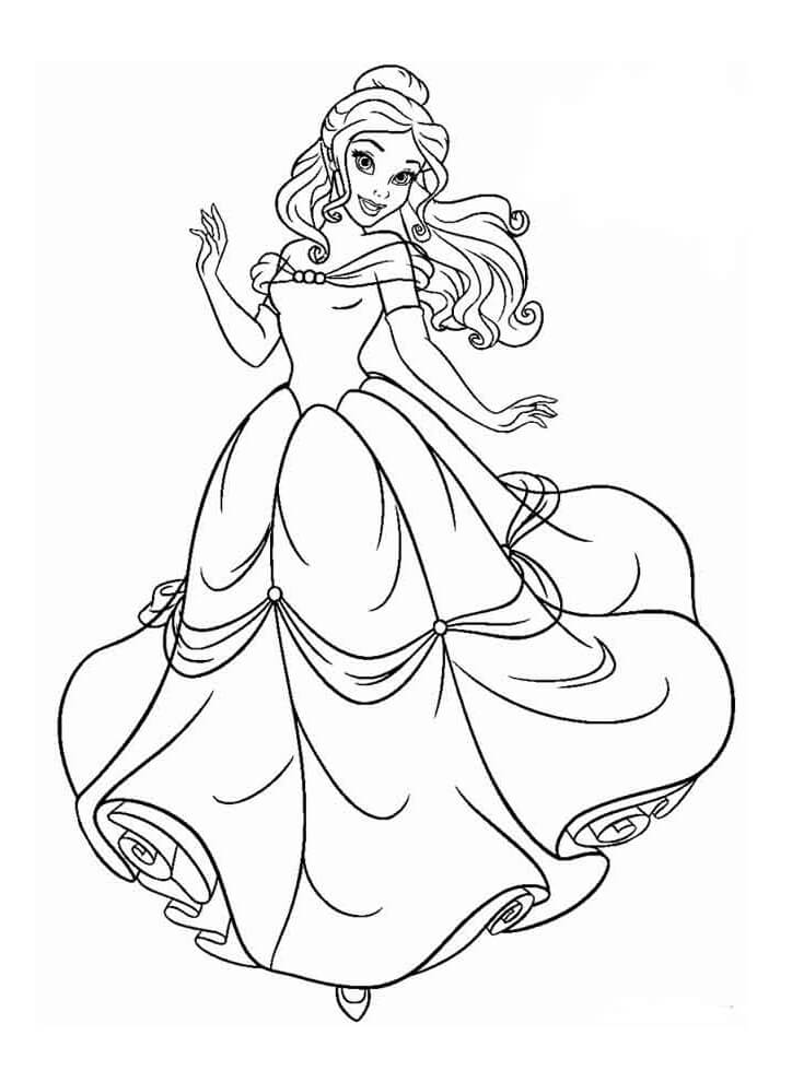 Desenho Linda Princesa Belle para Colorir