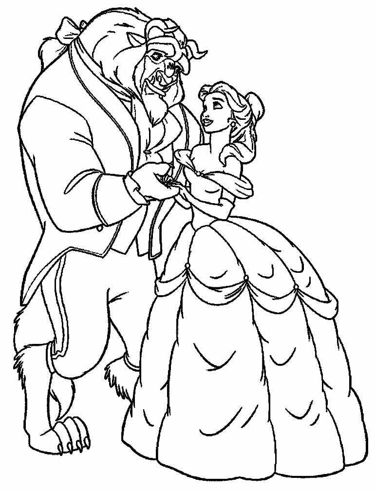 Desenho para Pintar da Bela e a Fera