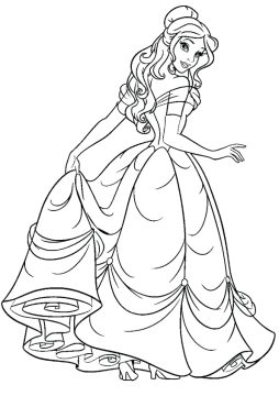 Desenho Princesa Bela Em Lindo Vestido Para Colorir