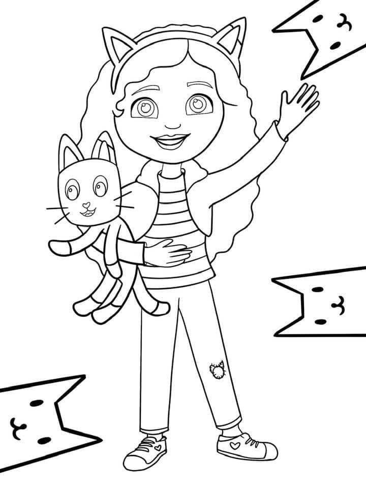 Desenho a Casa Mágica da Gabby e Pandy Felizes para Colorir
