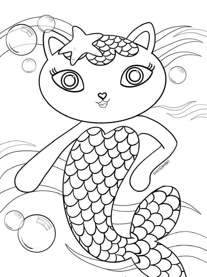 Desenho a Casa Mágica da Gabby Linda Mercat no Mar para Colorir