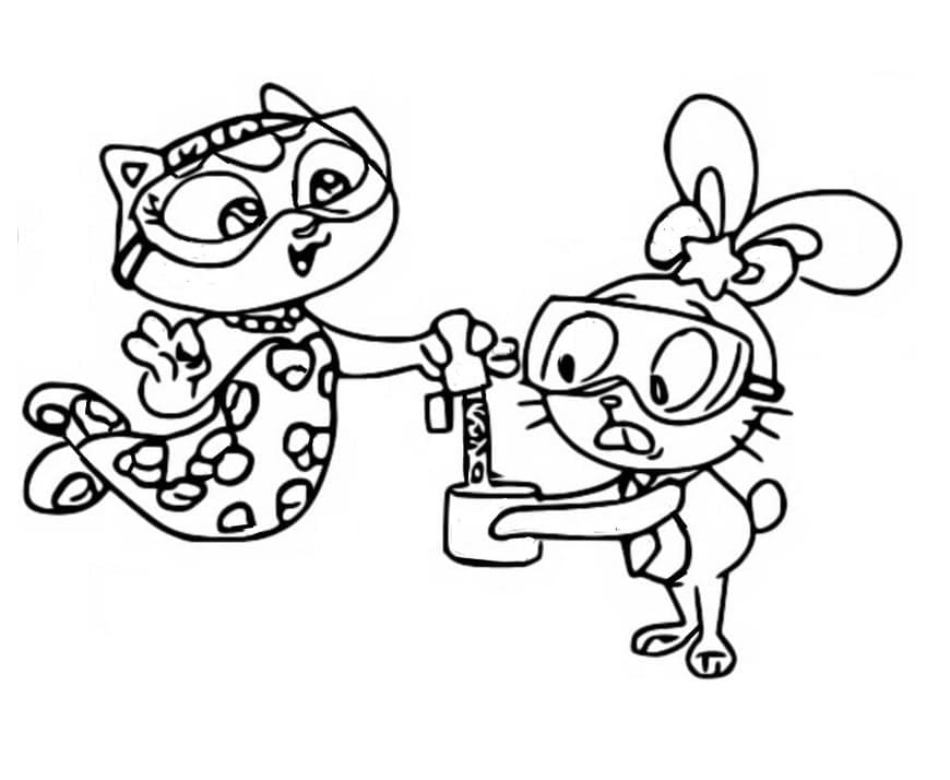 Desenho a Casa Mágica da Gabby Mercat e Pandy Paws Fazendo Experimento para Colorir