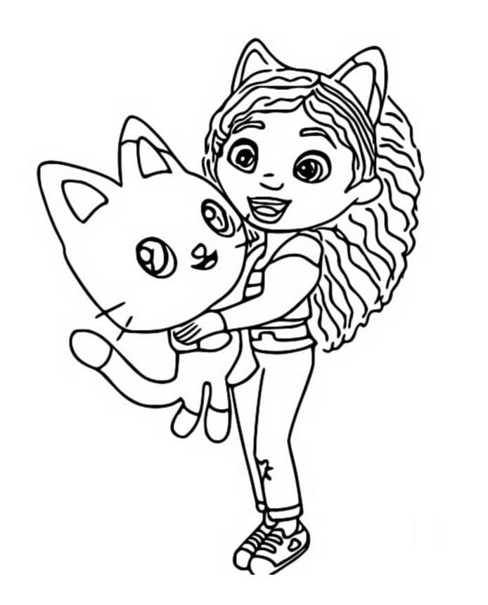 Desenho Gabby e Pandy Gato para Colorir
