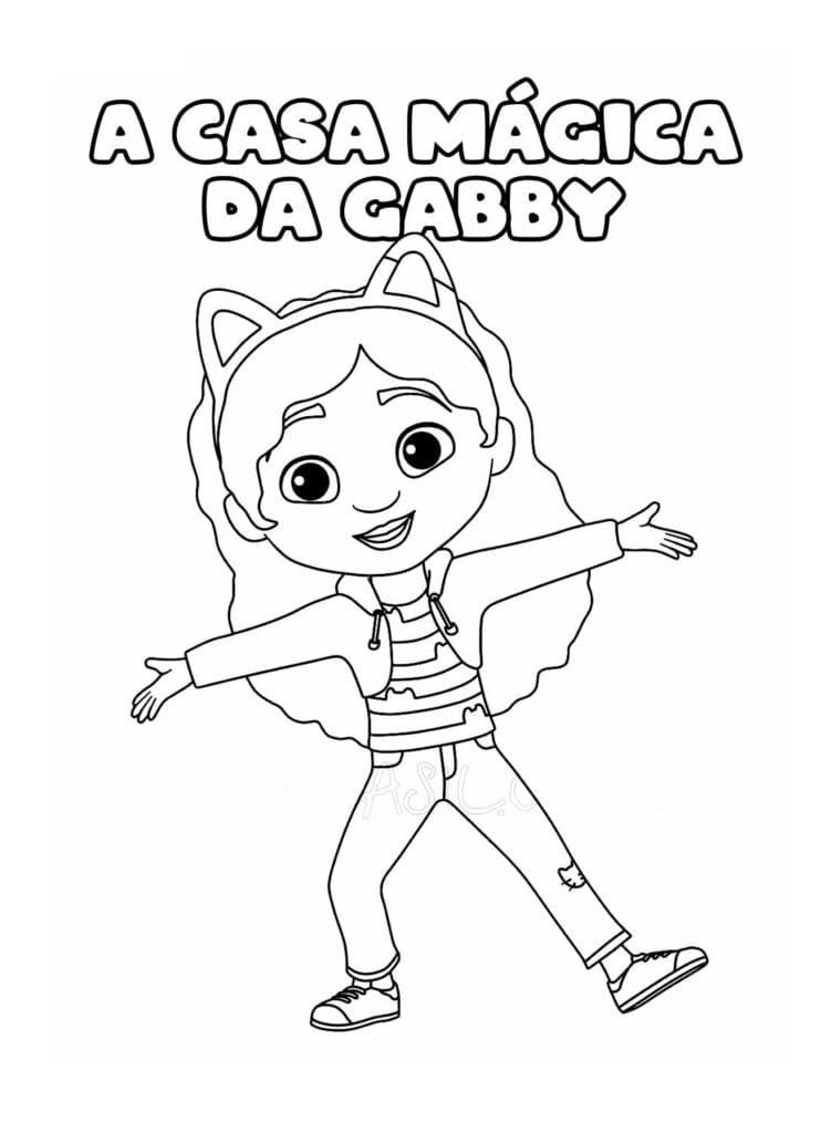 Desenho Gabby Feliz para Colorir