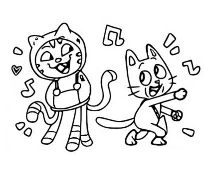 Desenho Imprimível Do Dj Risonho e Pandy Gato Para Colorir