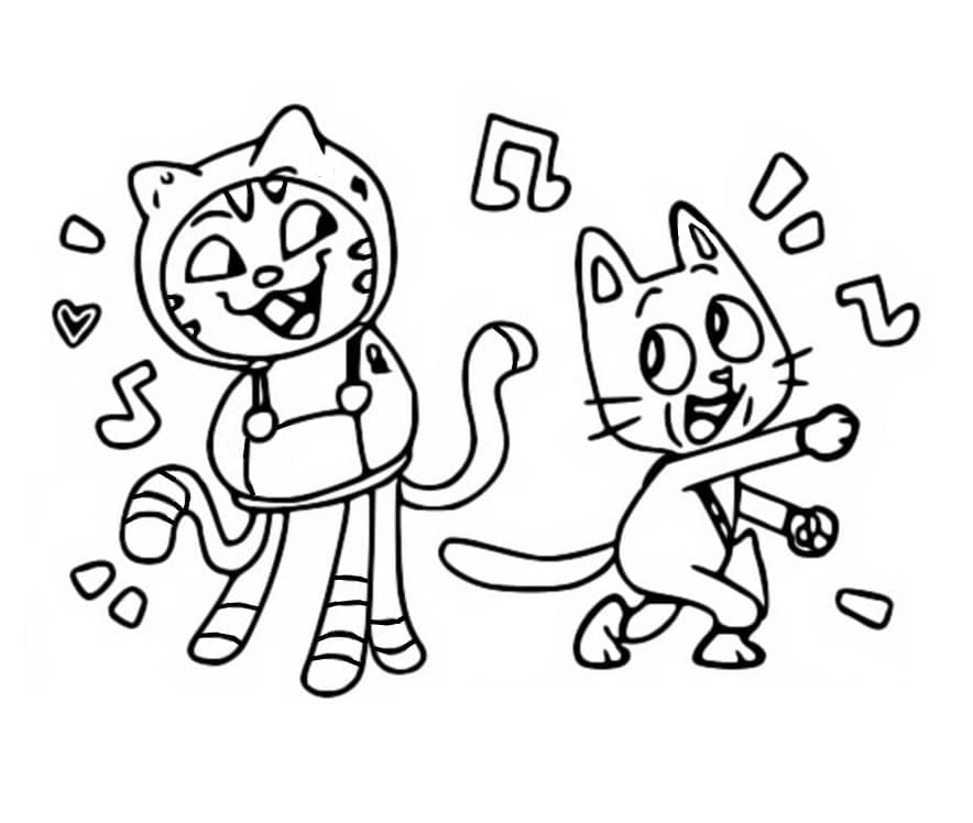 Desenho Imprimivel do Dj Risonho e Pandy Gato para Colorir
