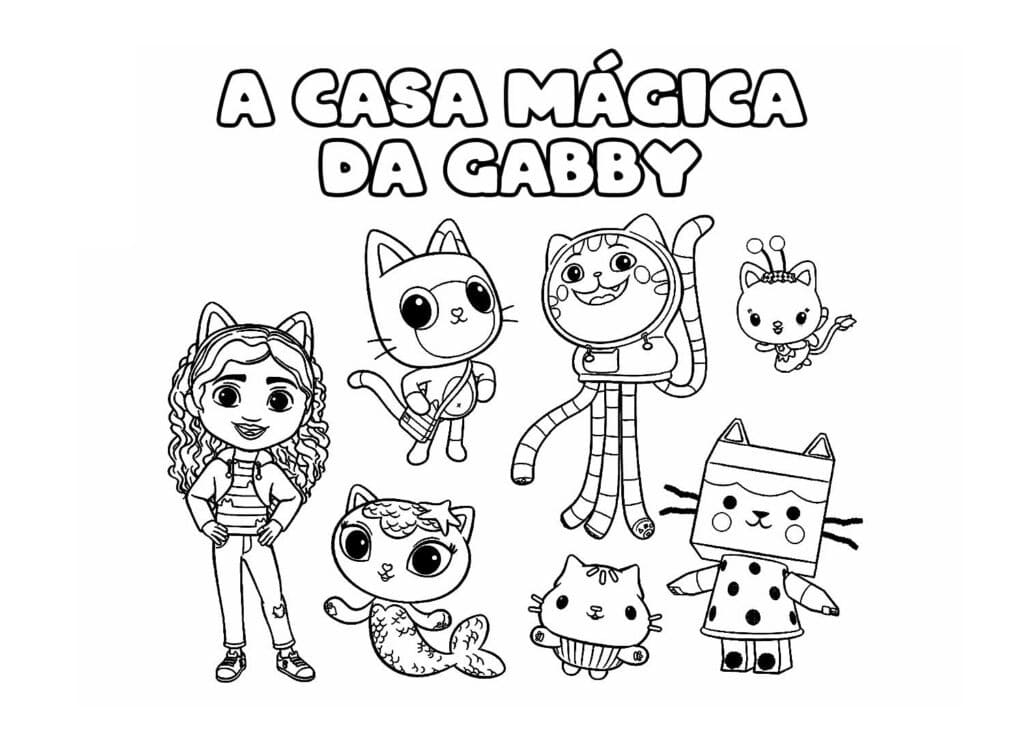 Desenho Personagens da Casa Mágica da Gabby para Colorir
