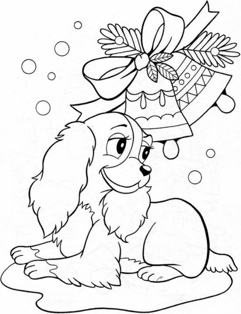 Desenho Lady e Decoração de Natal para Colorir