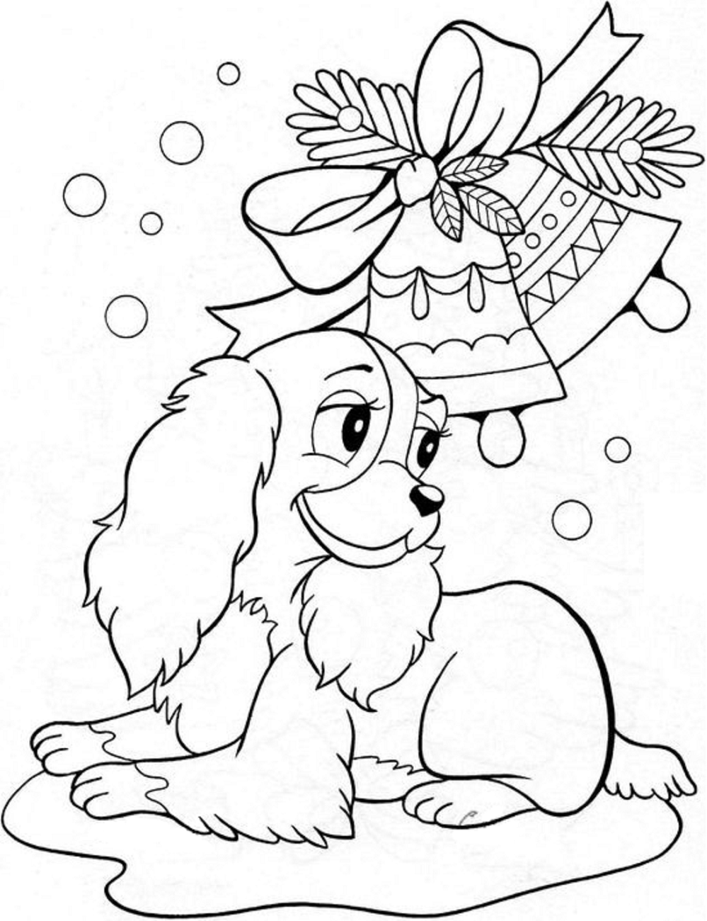 Desenho Lady e Decoração de Natal para Colorir