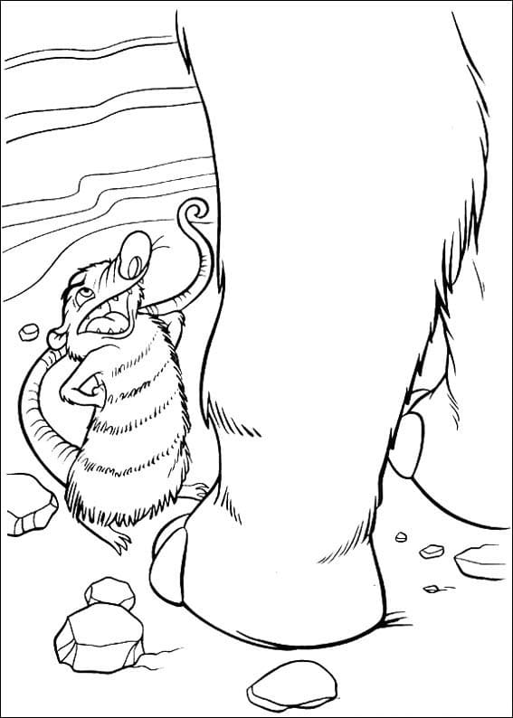 Desenho Gambá Reclamando com Ellie da Era do Gelo para Colorir