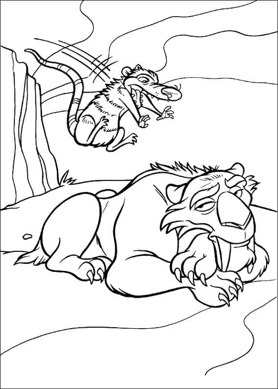 Desenho Tigre e Gambá de a Era do Gelo para Colorir