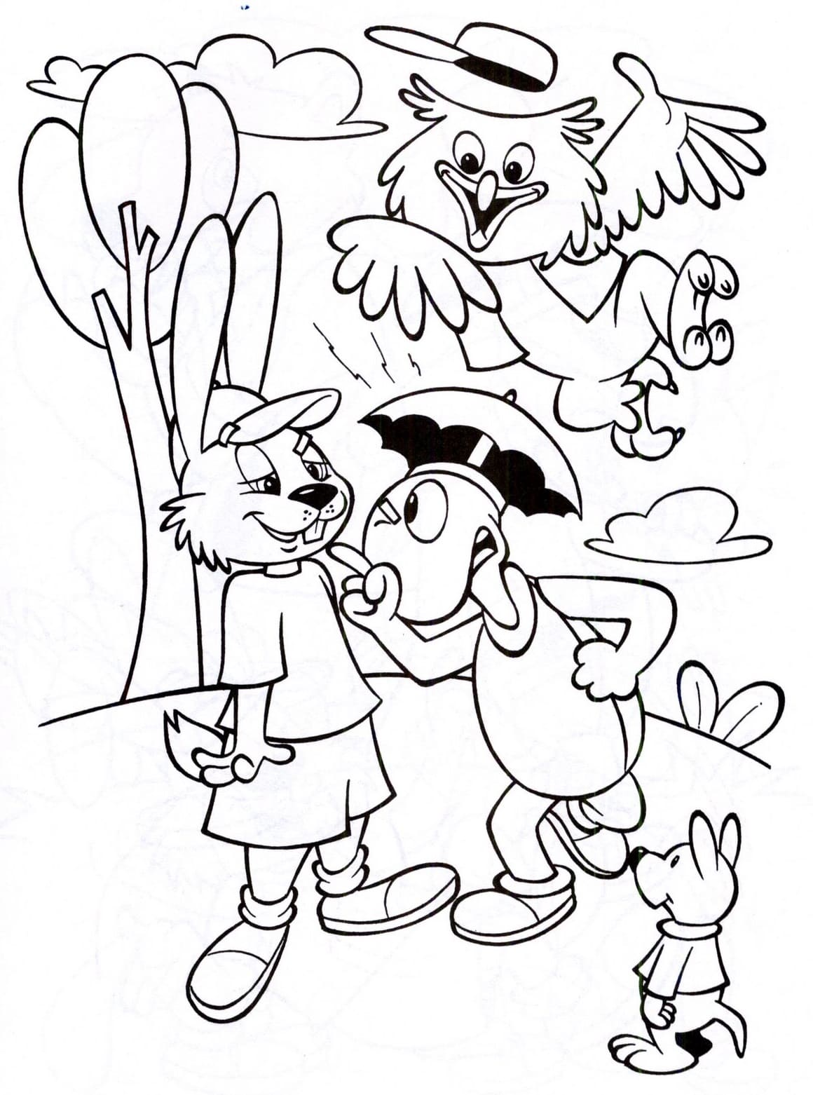 Desenho de a Lebre e a Tartaruga Grátis para Crianças para Colorir