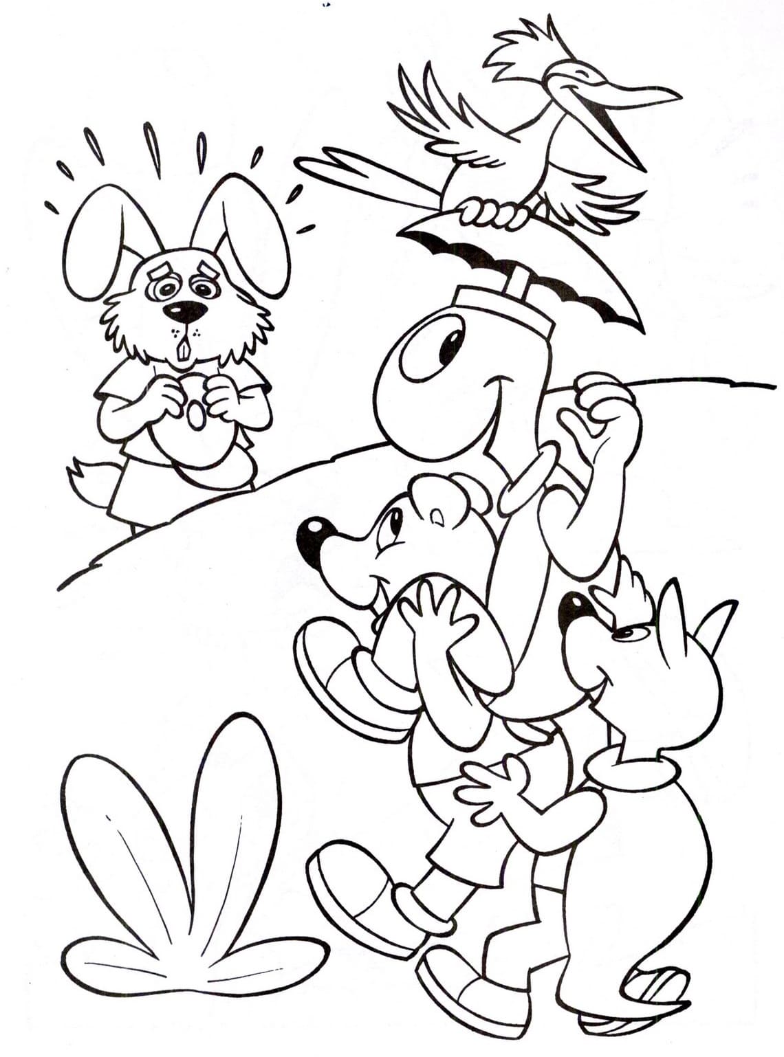 Desenho de a Lebre e a Tartaruga para Crianças de 2 Ano para Colorir