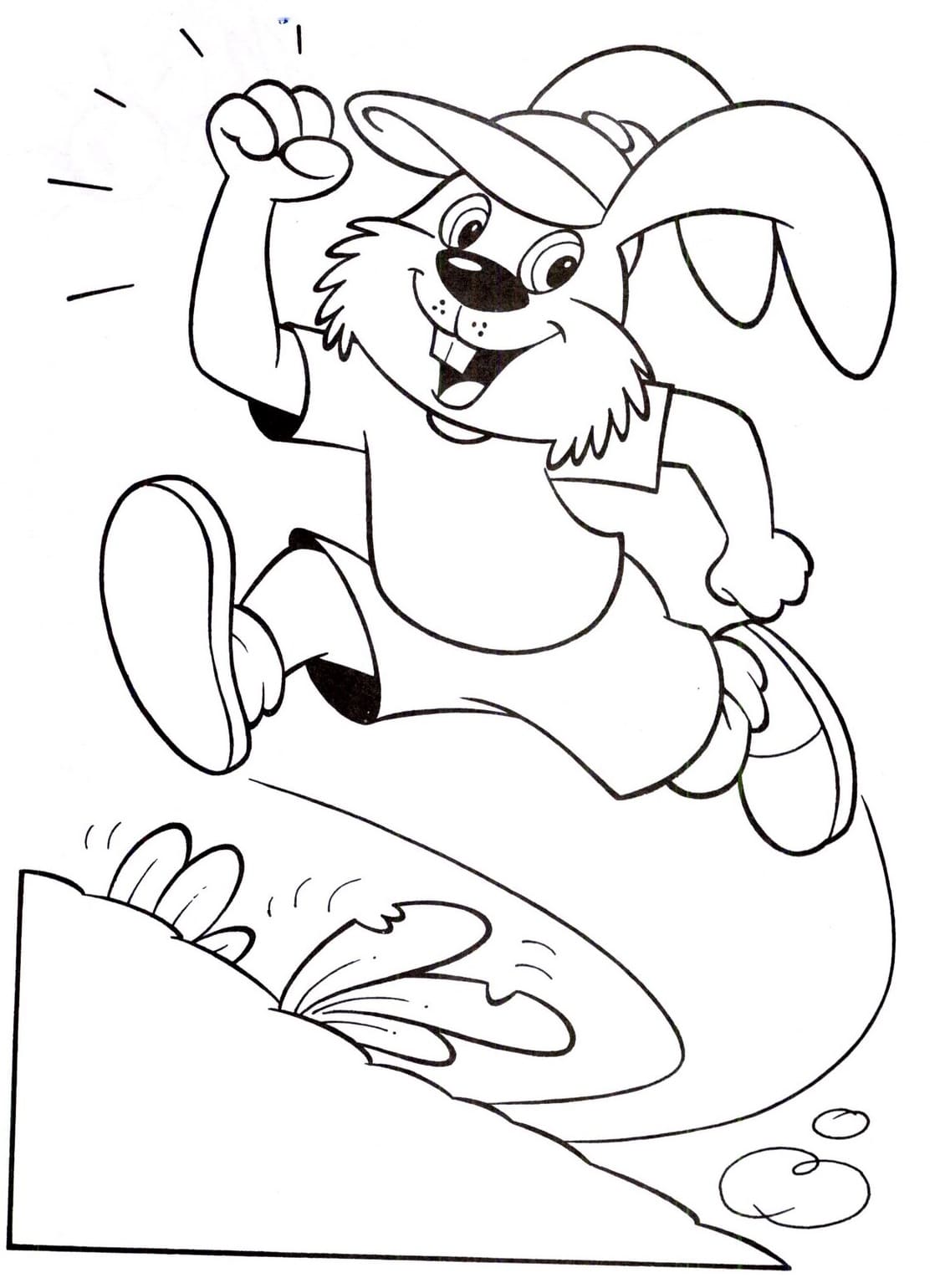 Desenho de a Lebre e a Tartaruga para Crianças de 5 Ano para Colorir