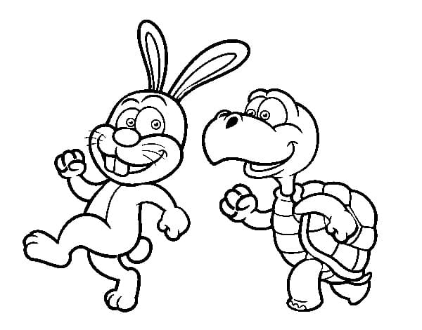 Desenho de a Lebre e Tartaruga para Colorir