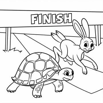 Desenho De Foto De A Lebre e A Tartaruga Para Colorir